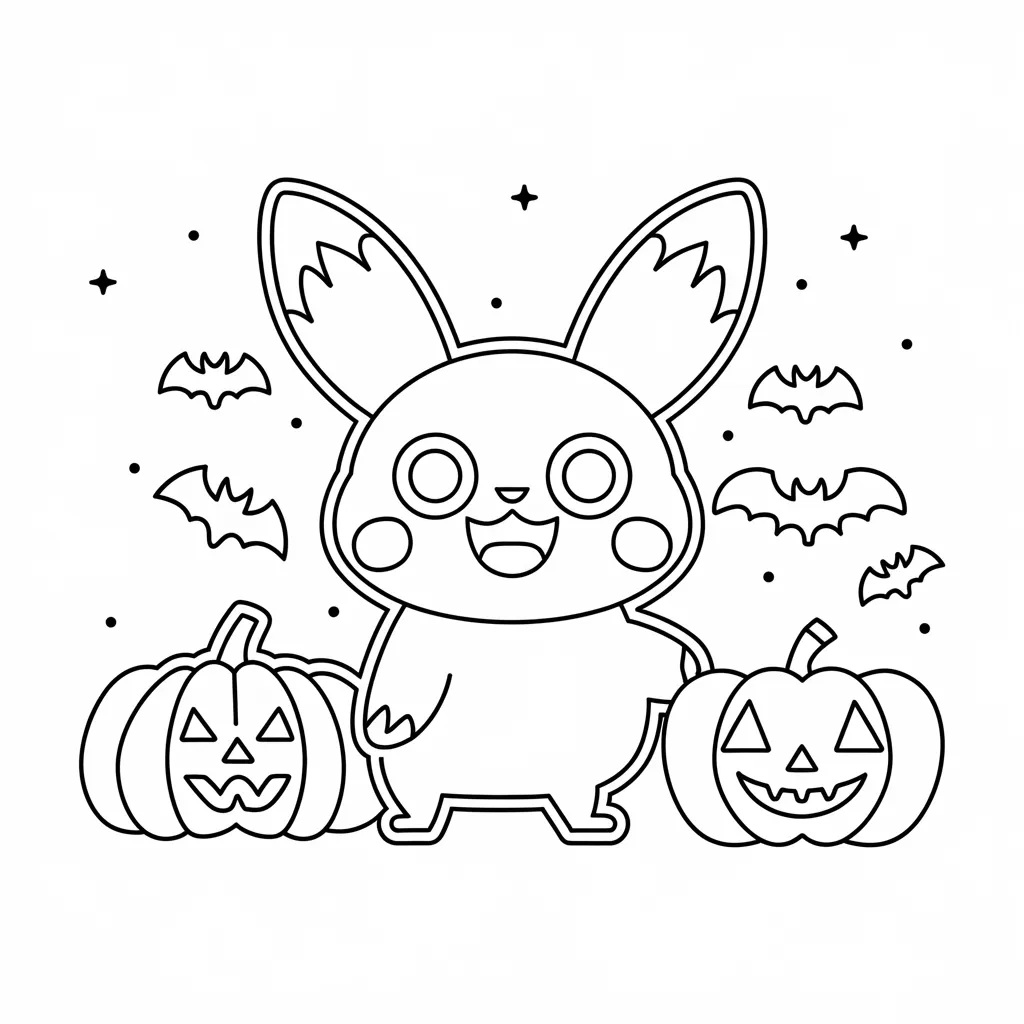 Pikachu Halloween Coloring Pages