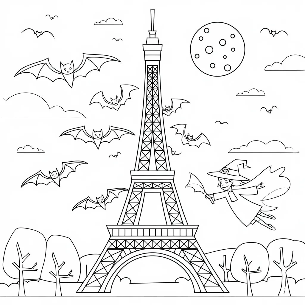 Halloween essentials with world landmarks like the Eiffel Tower and the Statue of Liberty