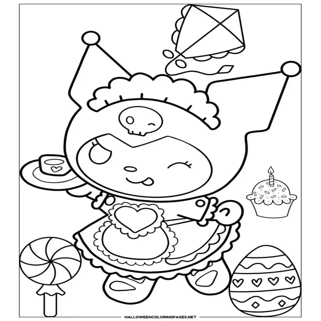 Kuromi Coloring Page