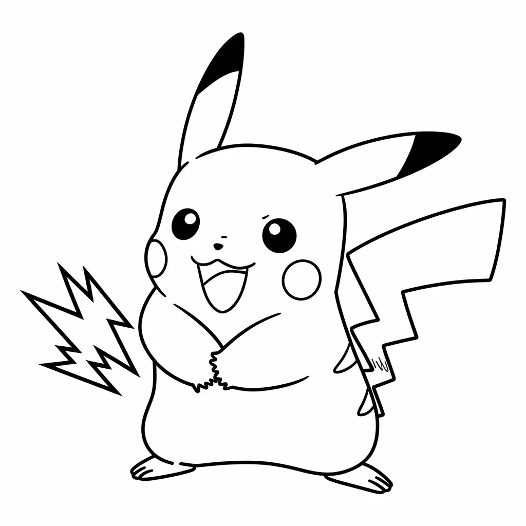 Pikachu Thunder Shock Coloring Page