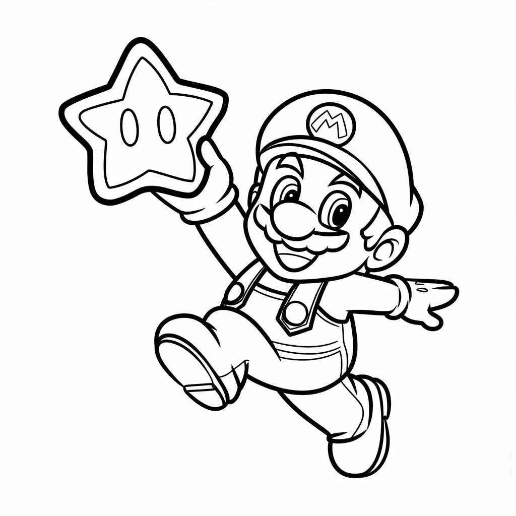 Mario Super Star Coloring Page