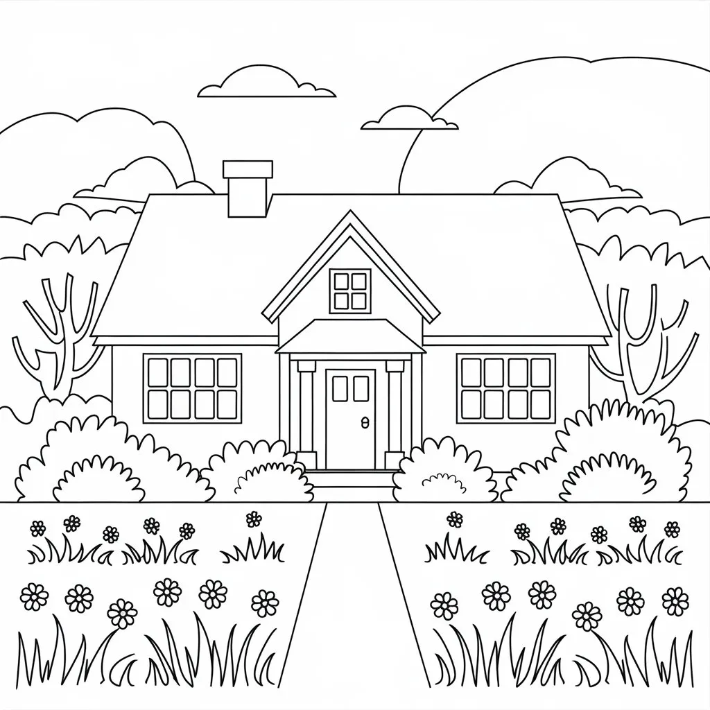 House and Garden Coloring Sheet