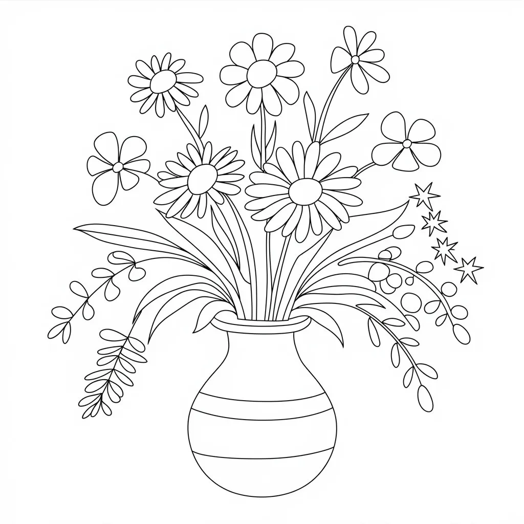 Flower in a vase coloring page