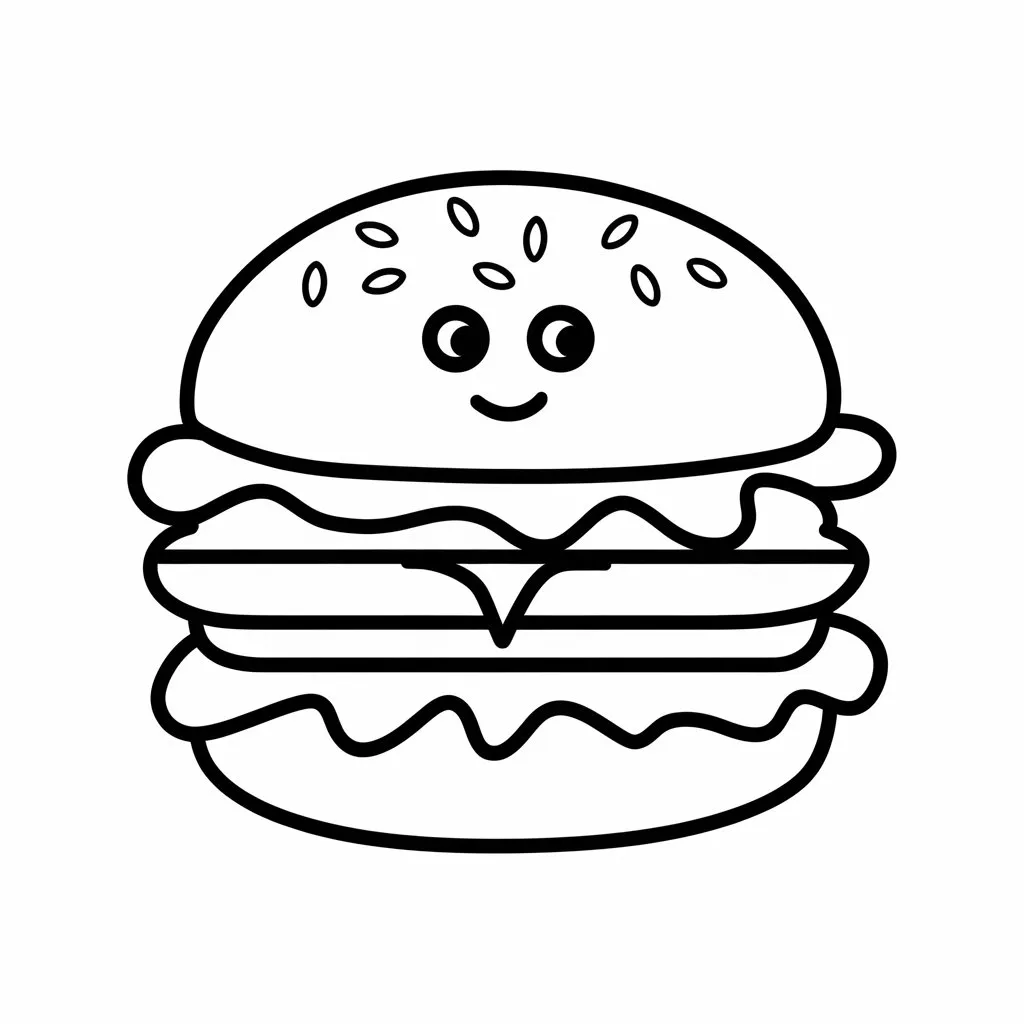 Burger coloring pages for kids