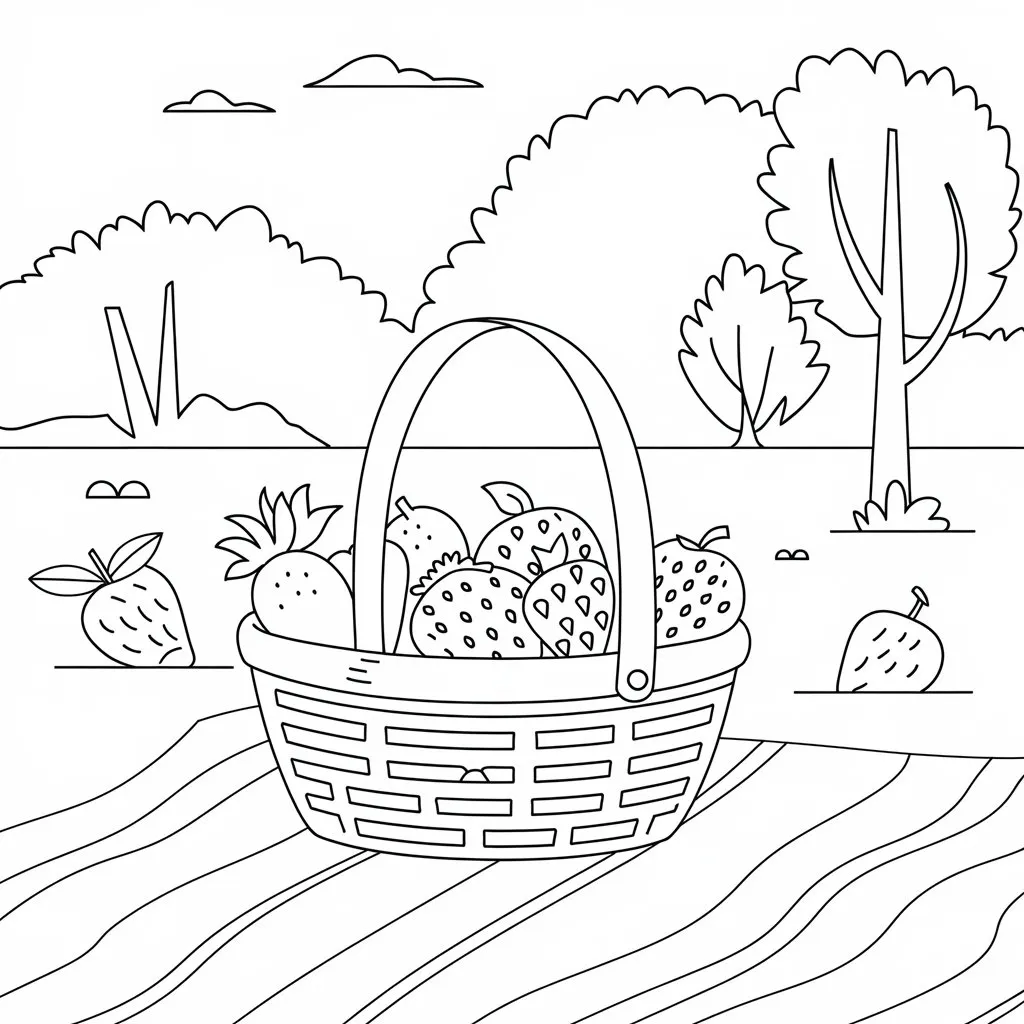 strawberry basket with fruits