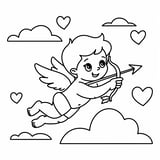 Cupid Shooting a Heart Arrow - Valentine Coloring Page