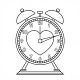 Valentine's Day Clock Coloring Page for Kids | Heart Fun