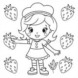 Strawberry Shortcake picking fresh strawberries in a garden, a delightful coloring page.