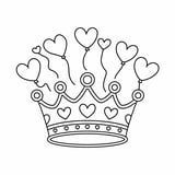 Valentine's Day Crown with Hearts, Festive Coloring Page