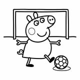 Peppa Pig playing soccer with her friends, a sporty coloring page