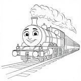 Thomas Pulling Passenger Cars Coloring Page | Free Printable