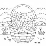 Spring Flower Basket Coloring Sheet