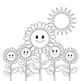 Sunflower in a garden pot coloring page